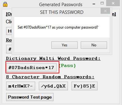 generated passwords